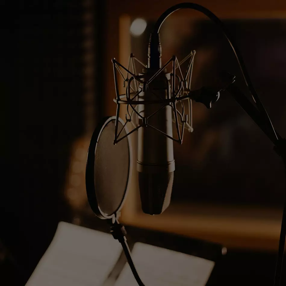 Microfono Neumann U87 nella vocal booth di uno studio di registrazione per il servizio di registrazione